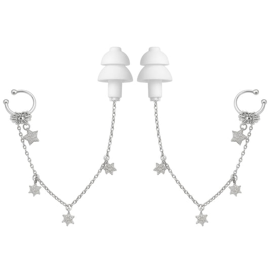 Earcuffs Voor Oordopjes (Bloem Sterretjes) Zilverkleurig