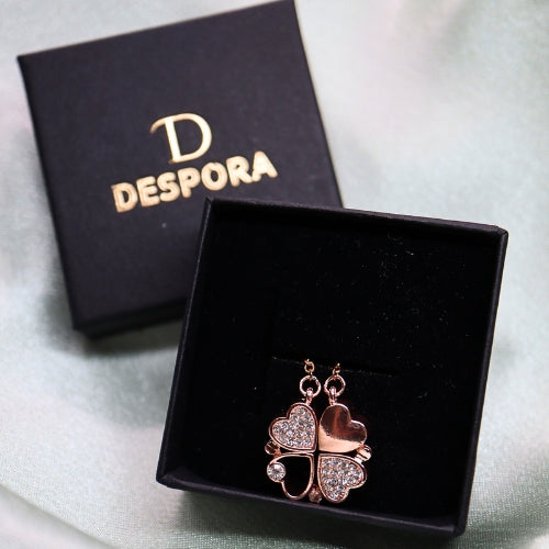 Klavertje vier ketting / hartjes ketting rosé goud (Divers) in doosje Despora