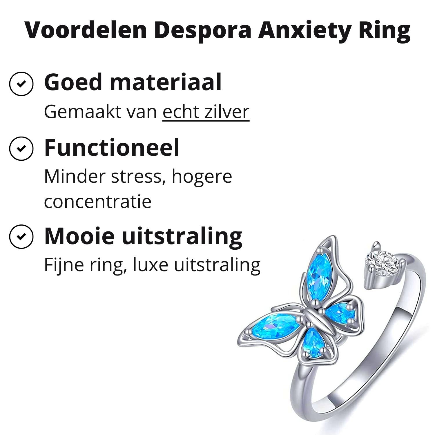 Anxiety Ring (Draairing Vlinder) Zilver 925 voordelen