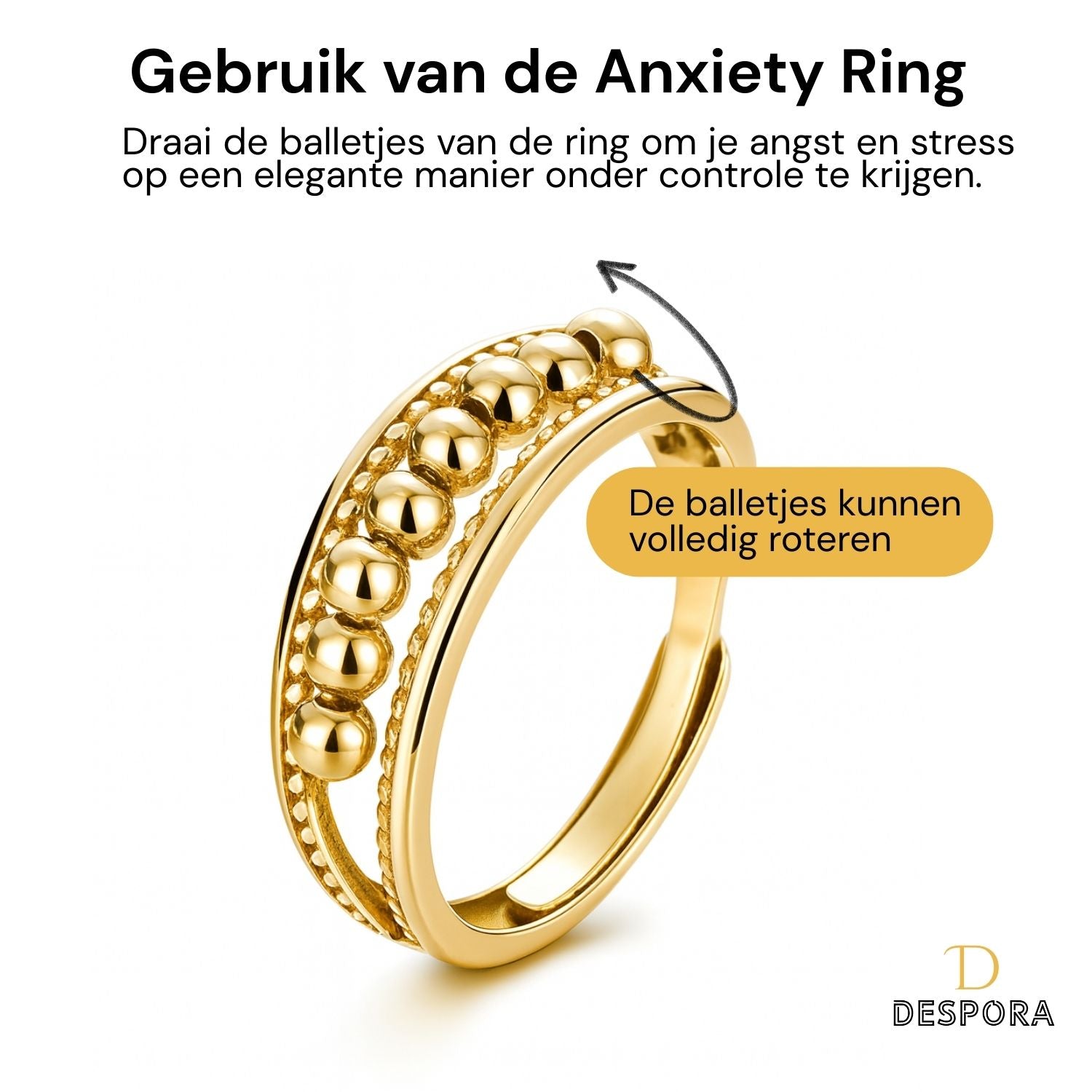 Anxiety Ring (Golf) zilver 925 Gold Plated Gebruik