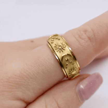 Anxiety Ring (zon maan) Goud in beweging