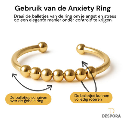 Anxiety Ring goud kleurig (RVS) one size gebruik