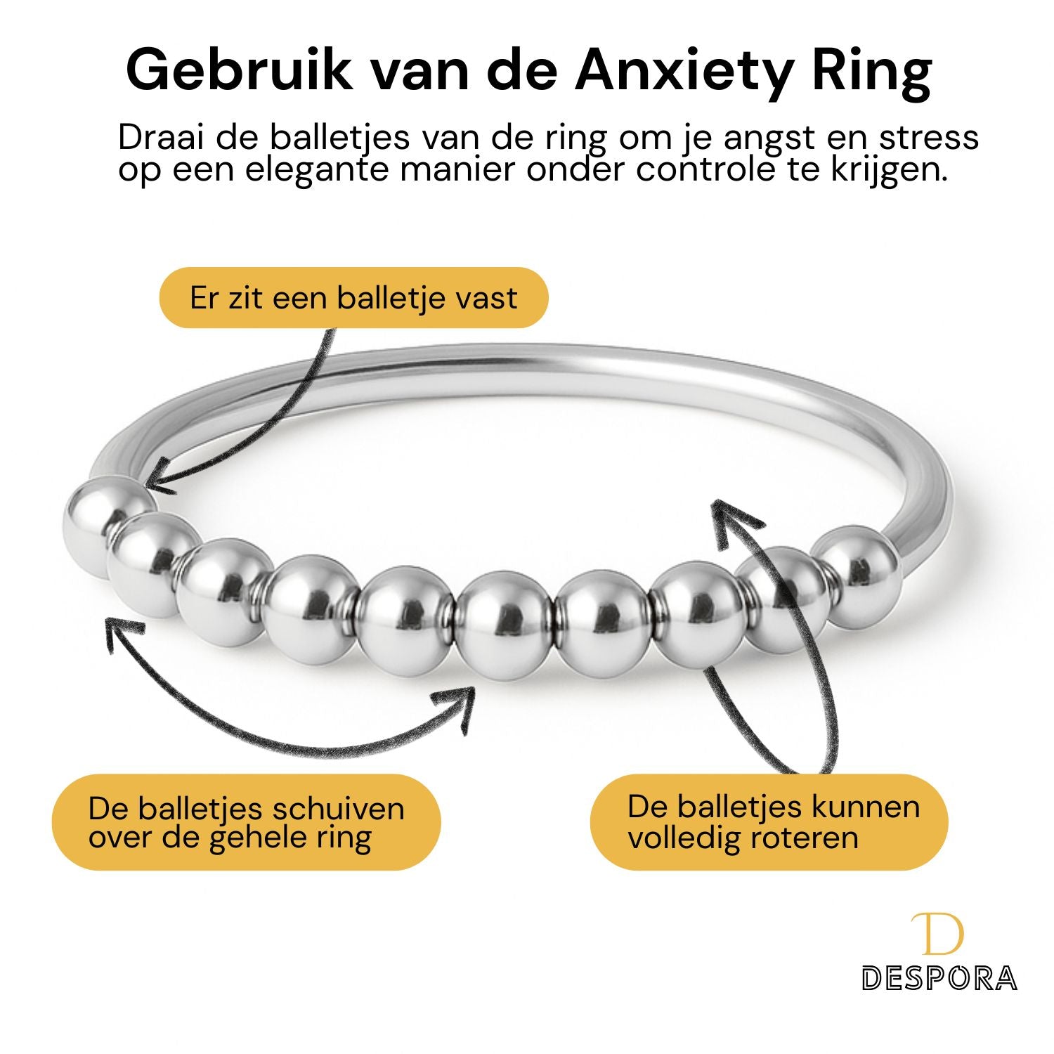 Anxiety Ring zilver kleurig (RVS) gebruik