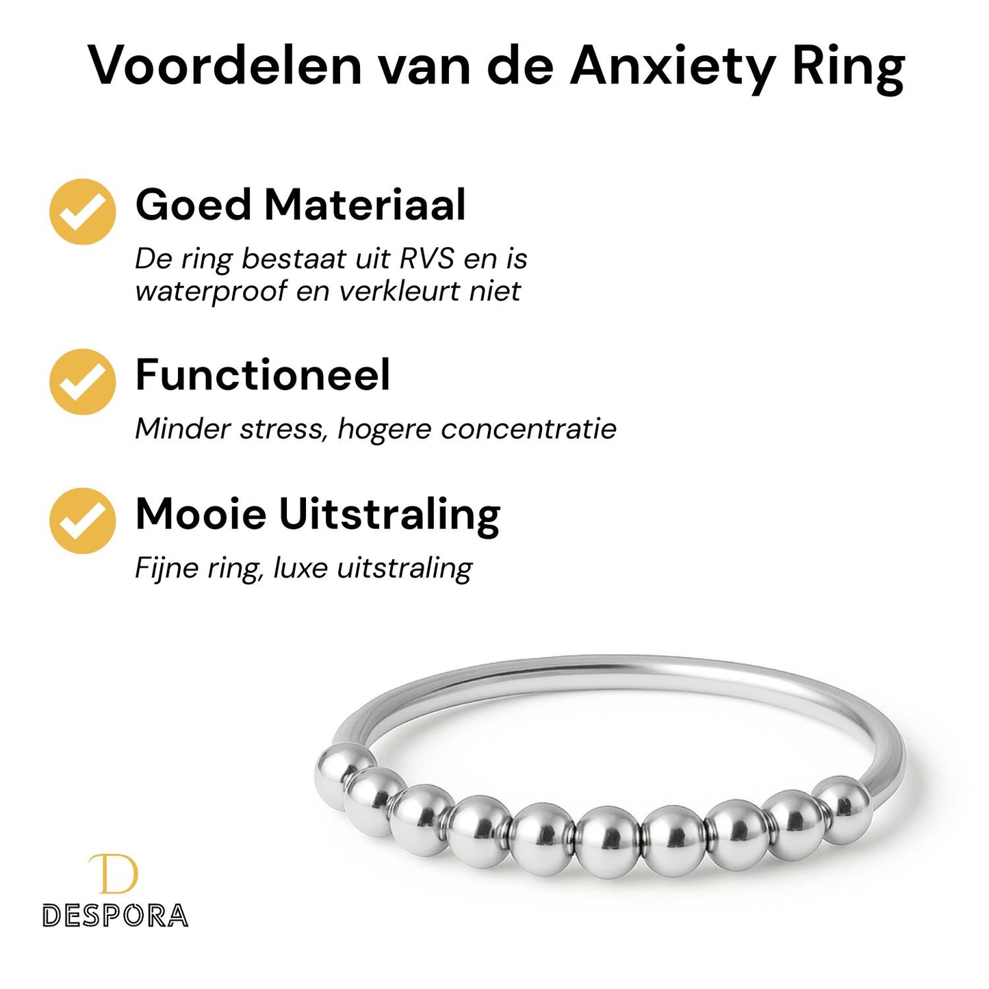 Anxiety Ring zilver kleurig (RVS) voordelen