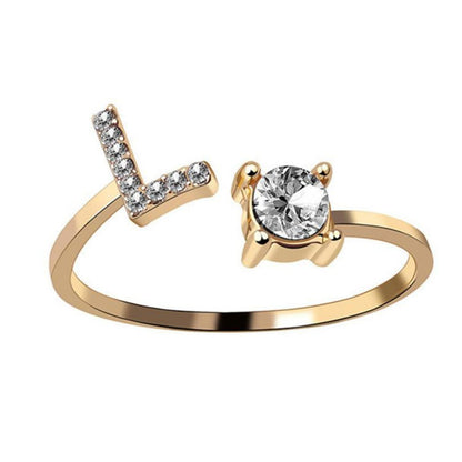 Ring met letter / initial ring zilver 925 Gold Plated - L